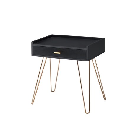 Ore International ORE International FF-0707BK 23.5 in. Black Allen Mid-Century Accent Table with Copper Hairpin Legs FF-0707BK